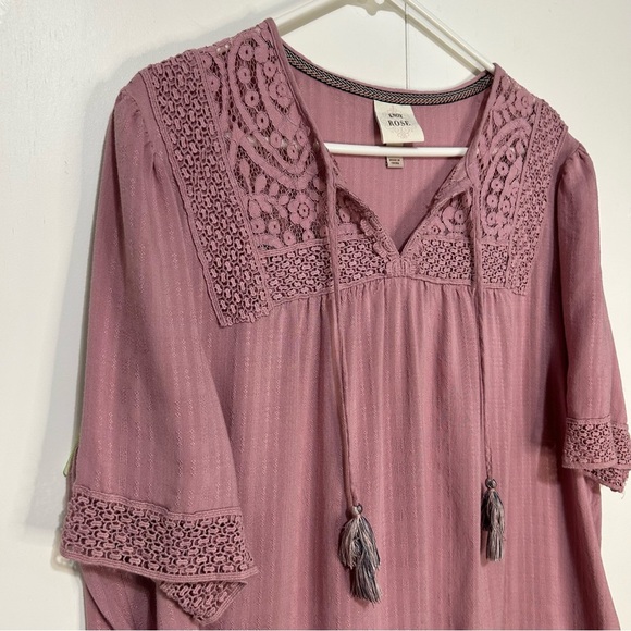 Knox Rose Boho Light Mauve Women's size XXL Casual Top Lace and Tassels Details - Picture 4 of 12